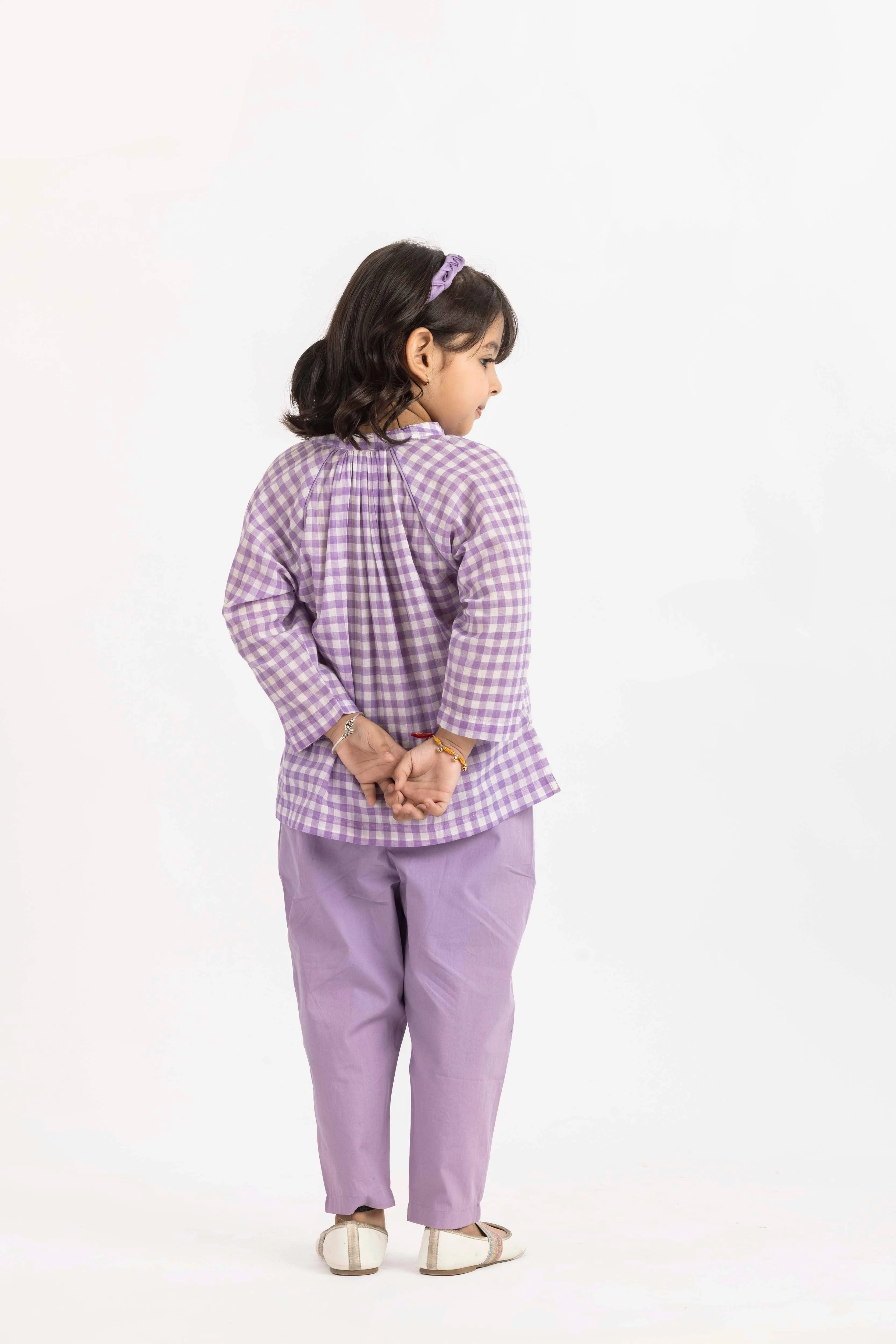 Peasant Top Lavender Check