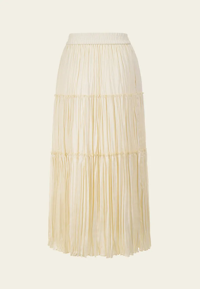 Pleated Panelled Maxi-length Skirt