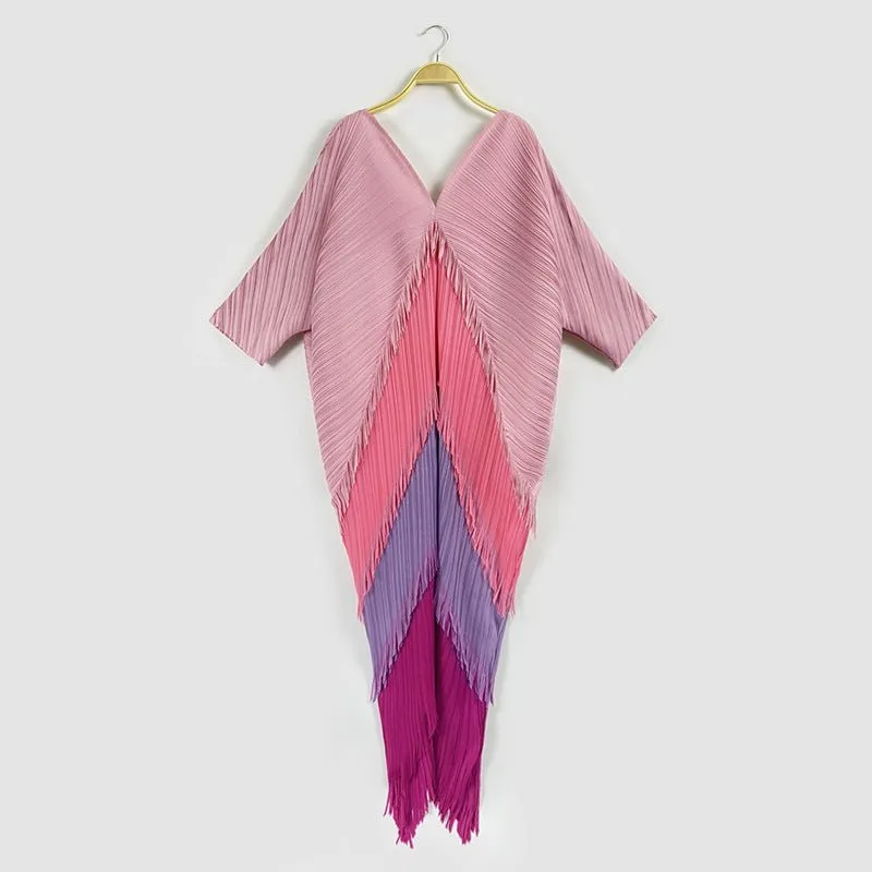 Pre Order:  Tassel Colorblock Pleated Dress