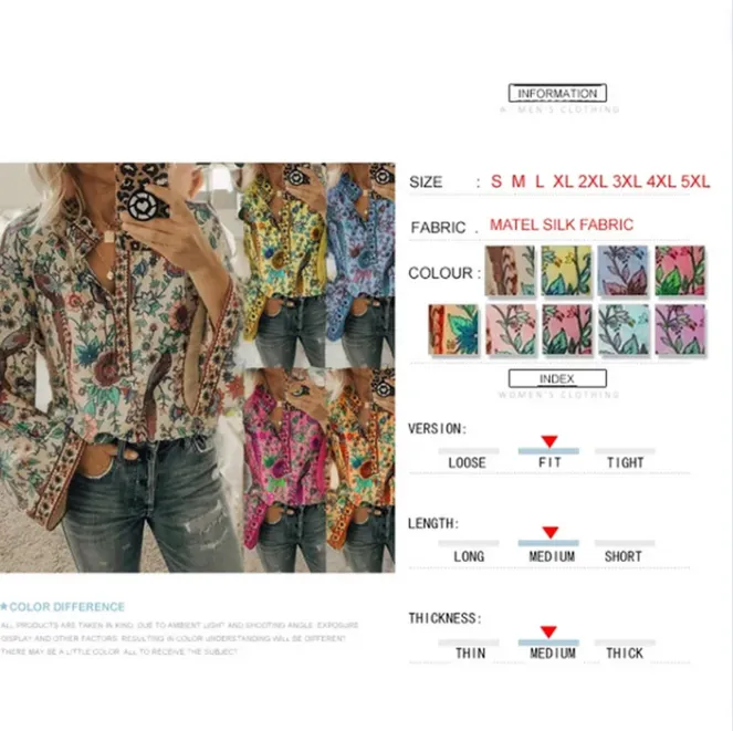 Printed Loose Blouse Tops