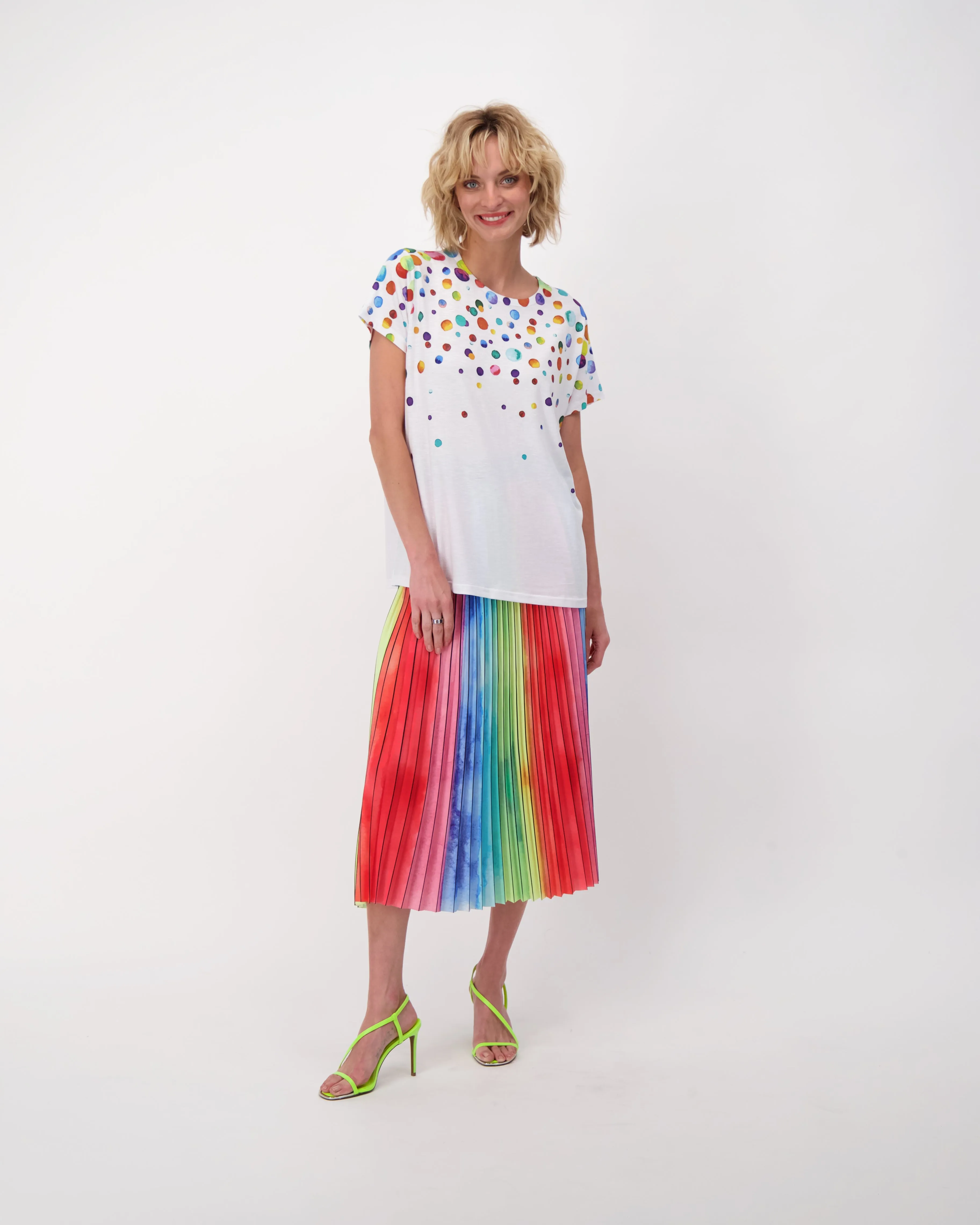 Rainbow Plisse Pleated Skirt