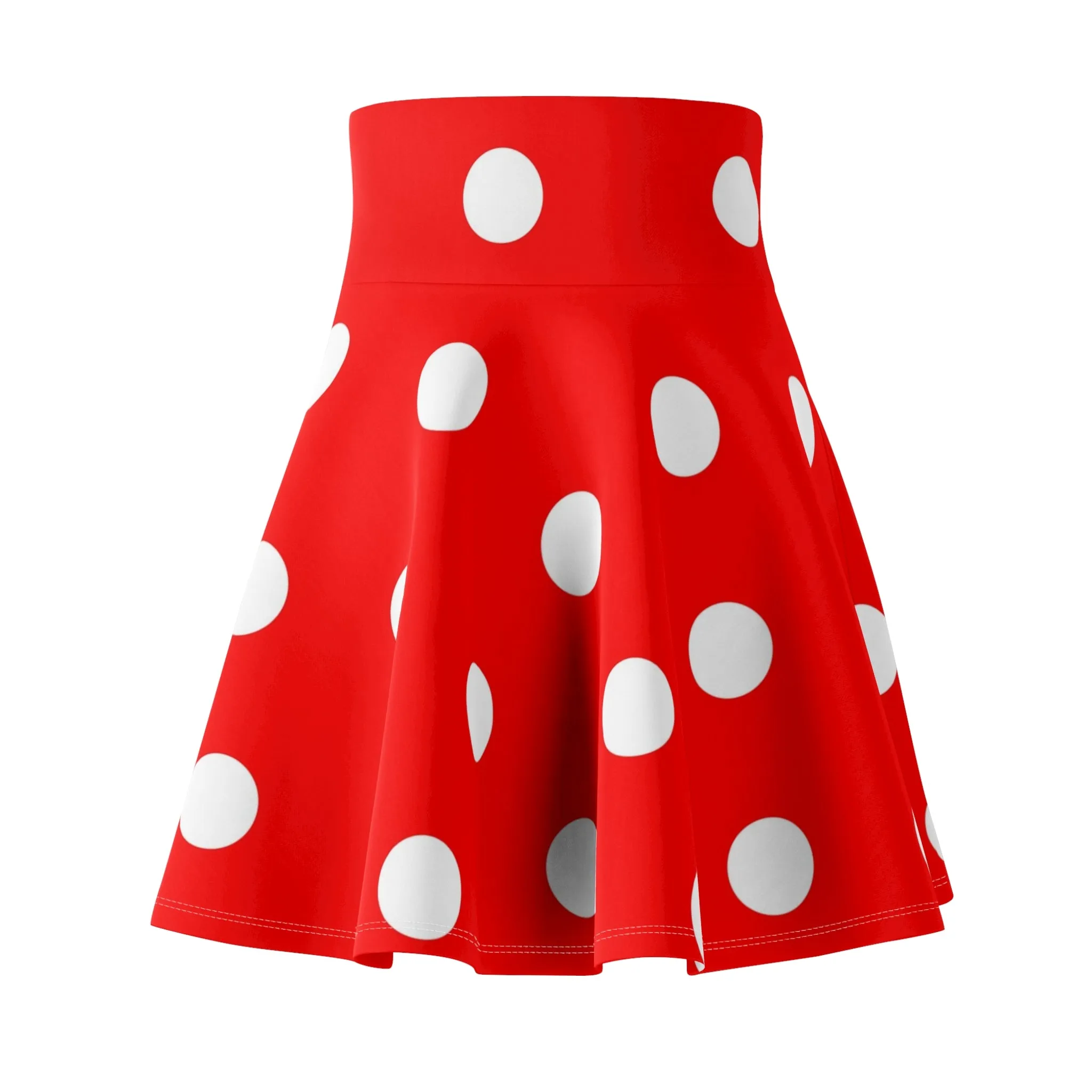 Red With White Polka Dots Women's Skater Skirt