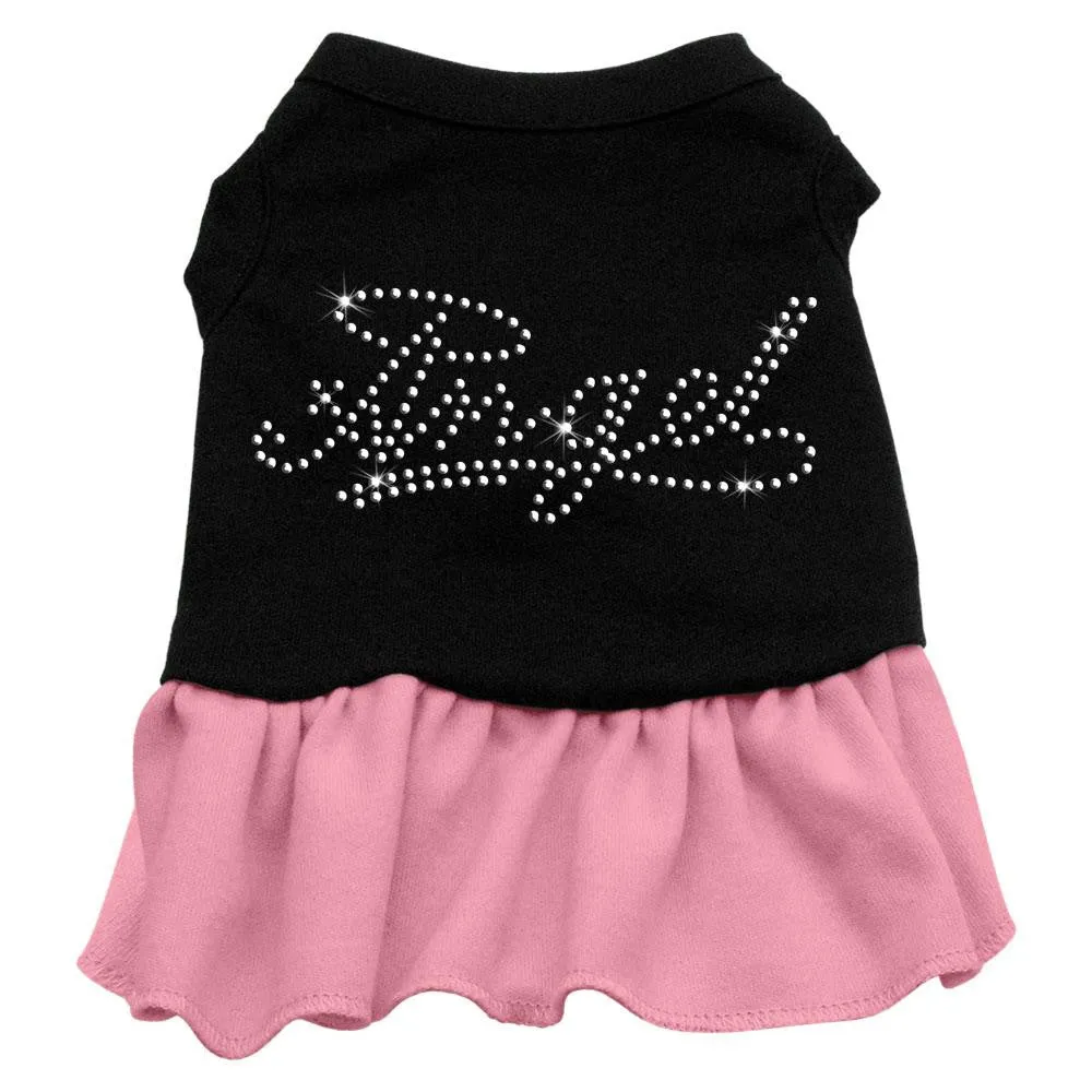 Rhinestone Angel Dress   Black with Pink XXXL (20)