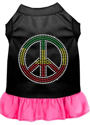 Rhinestone Rasta Peace Dress Black With Bright Pink Med (12)