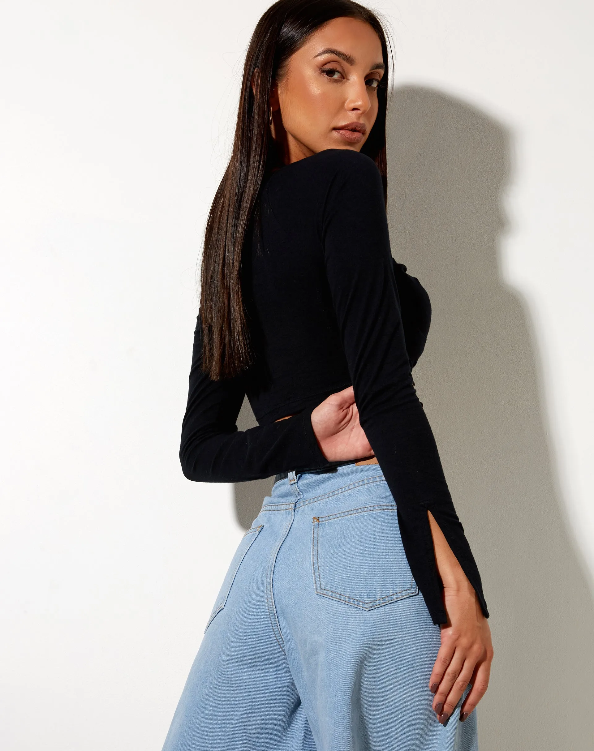 Sira Crop Top in Black