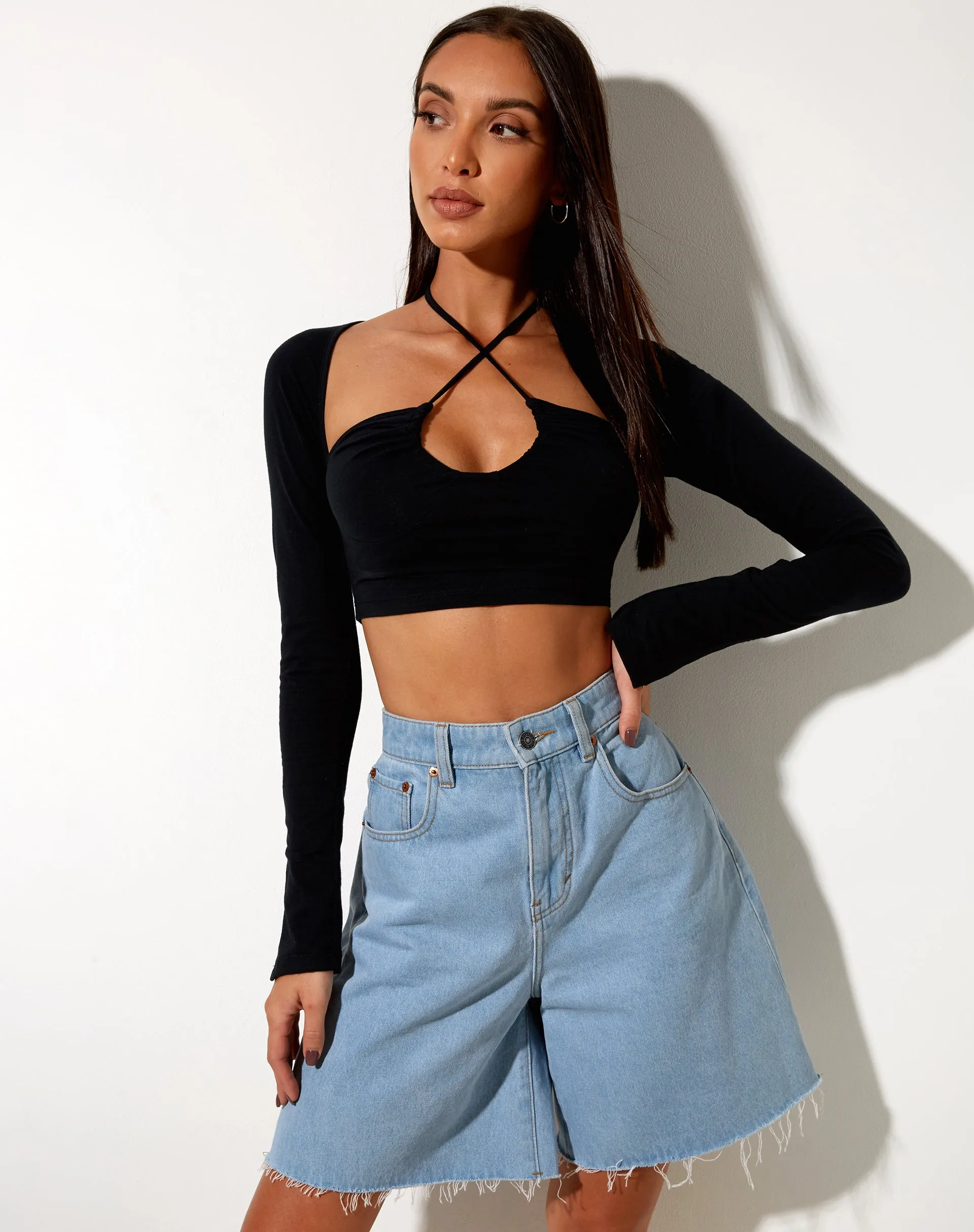 Sira Crop Top in Black