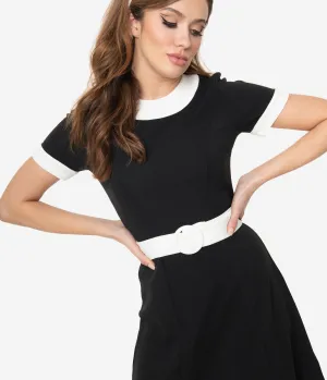 Smak Parlour Black & White Belted Show Stealer Dress