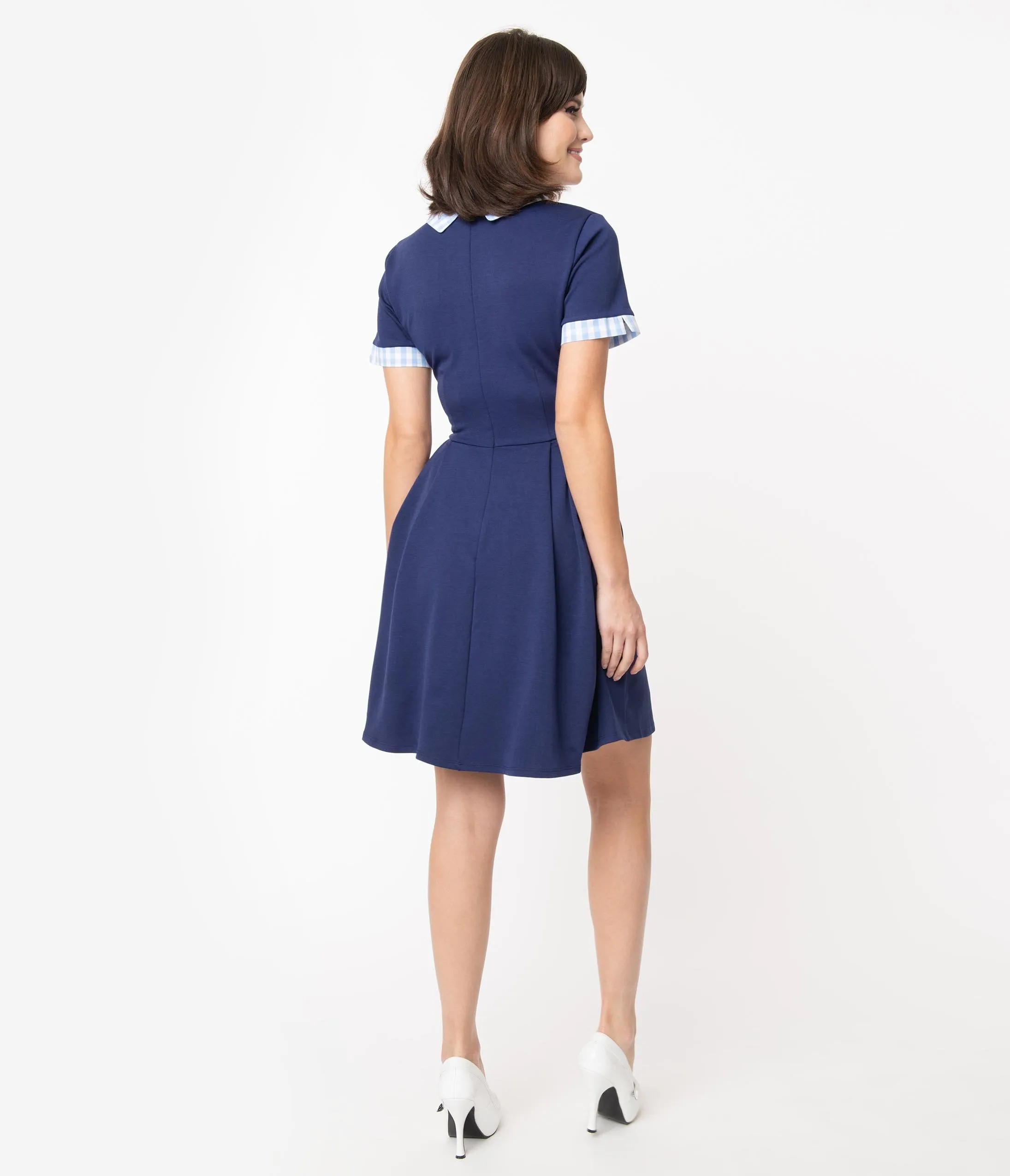 Smak Parlour Navy & Light Blue Gingham Babe Revolution Fit & Flare Dress