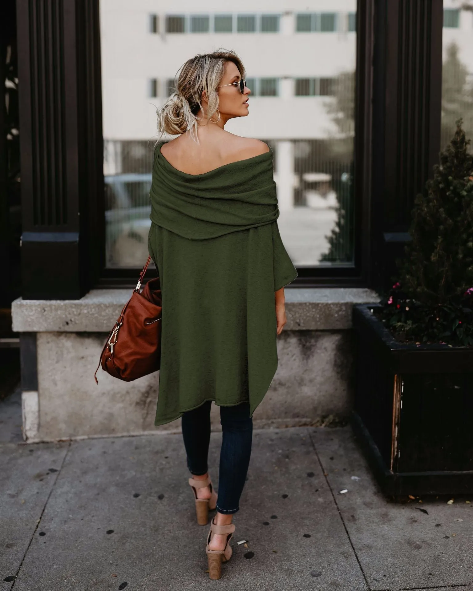 Solid Color Off Shoulder Irregular Tops