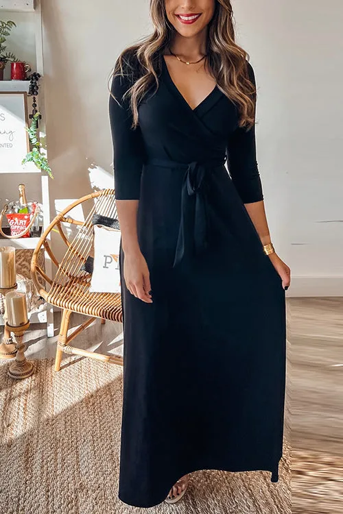 Solid Wrap Maxi Dress