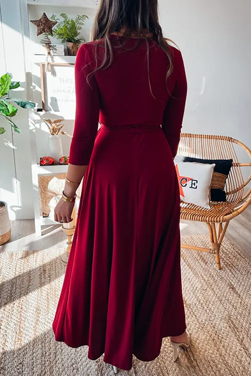 Solid Wrap Maxi Dress