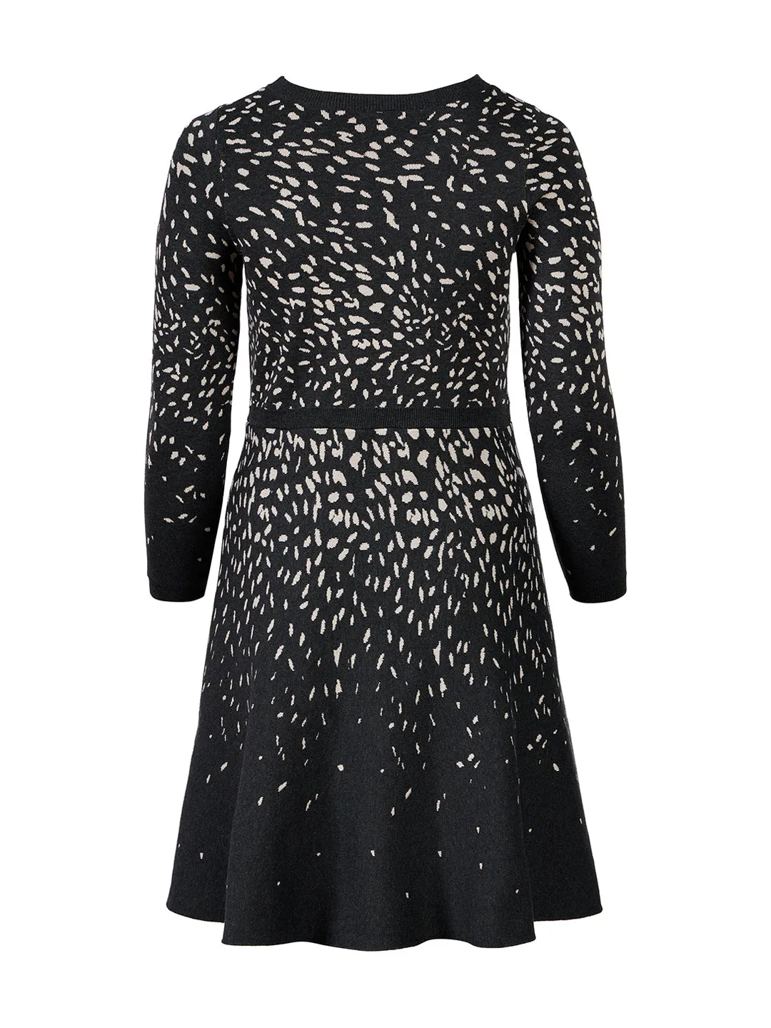 Sprinkle Dot Long Sleeve Fit-And-Flare Sweater Dress