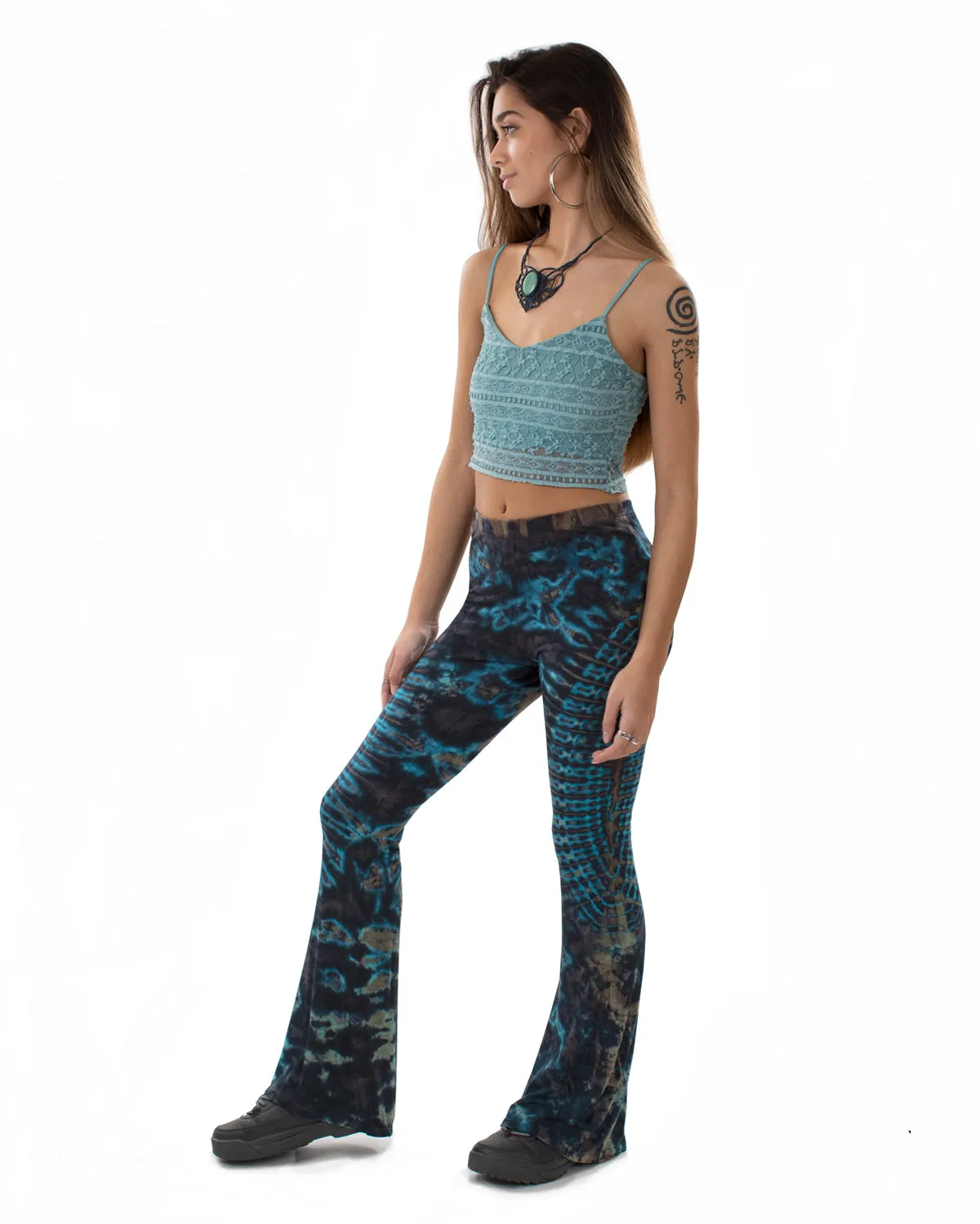 Tie Dye Flared Leggings Blue