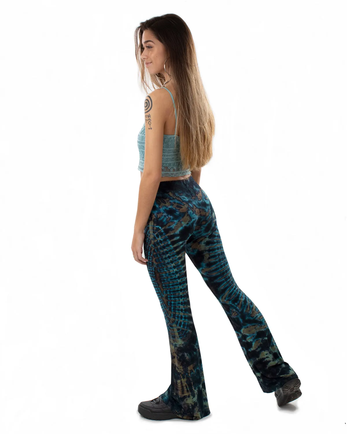 Tie Dye Flared Leggings Blue