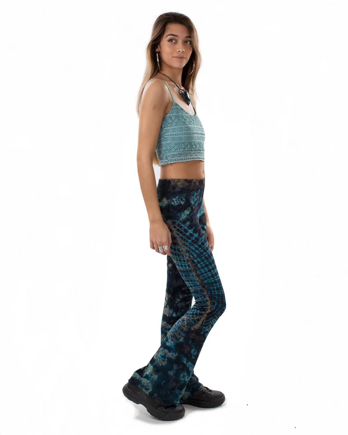 Tie Dye Flared Leggings Blue