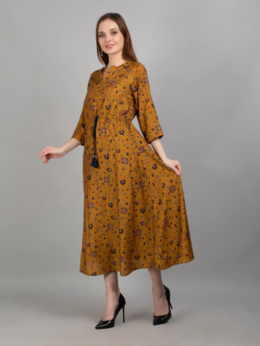 Women Mustard Fit And Flare Dress