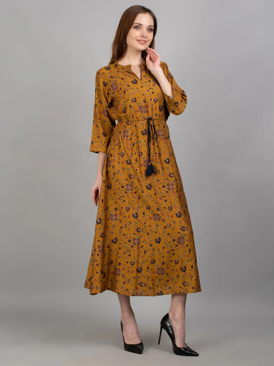 Women Mustard Fit And Flare Dress