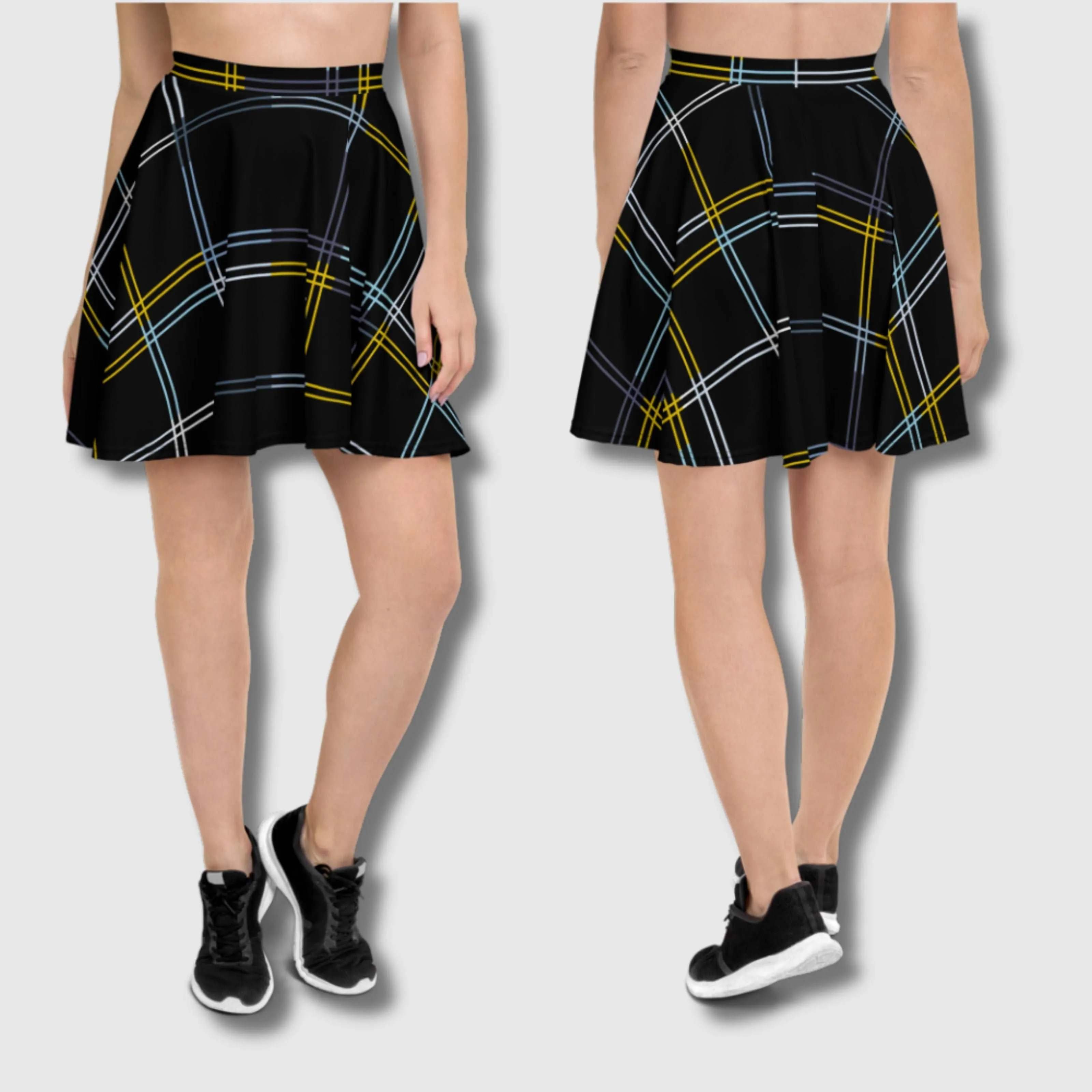 Women's Black Checkered Skater Skirt