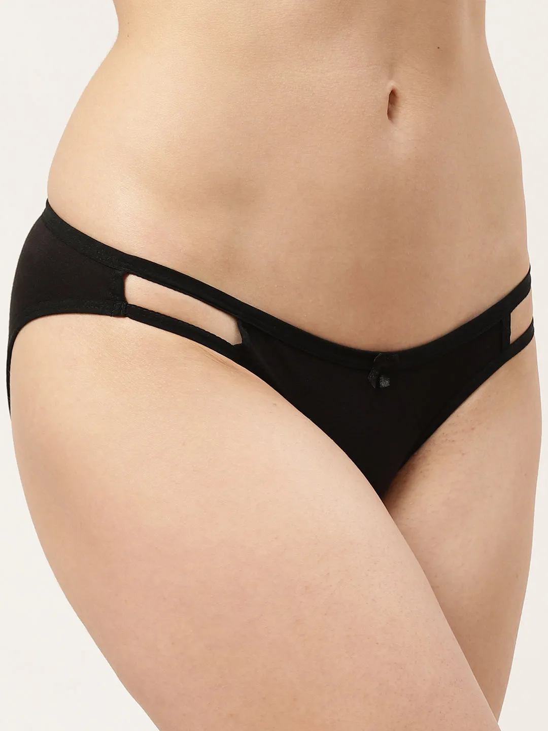 Women’s Solid Black Mid-Rise Bikini Brief | MARY-BK-1 |