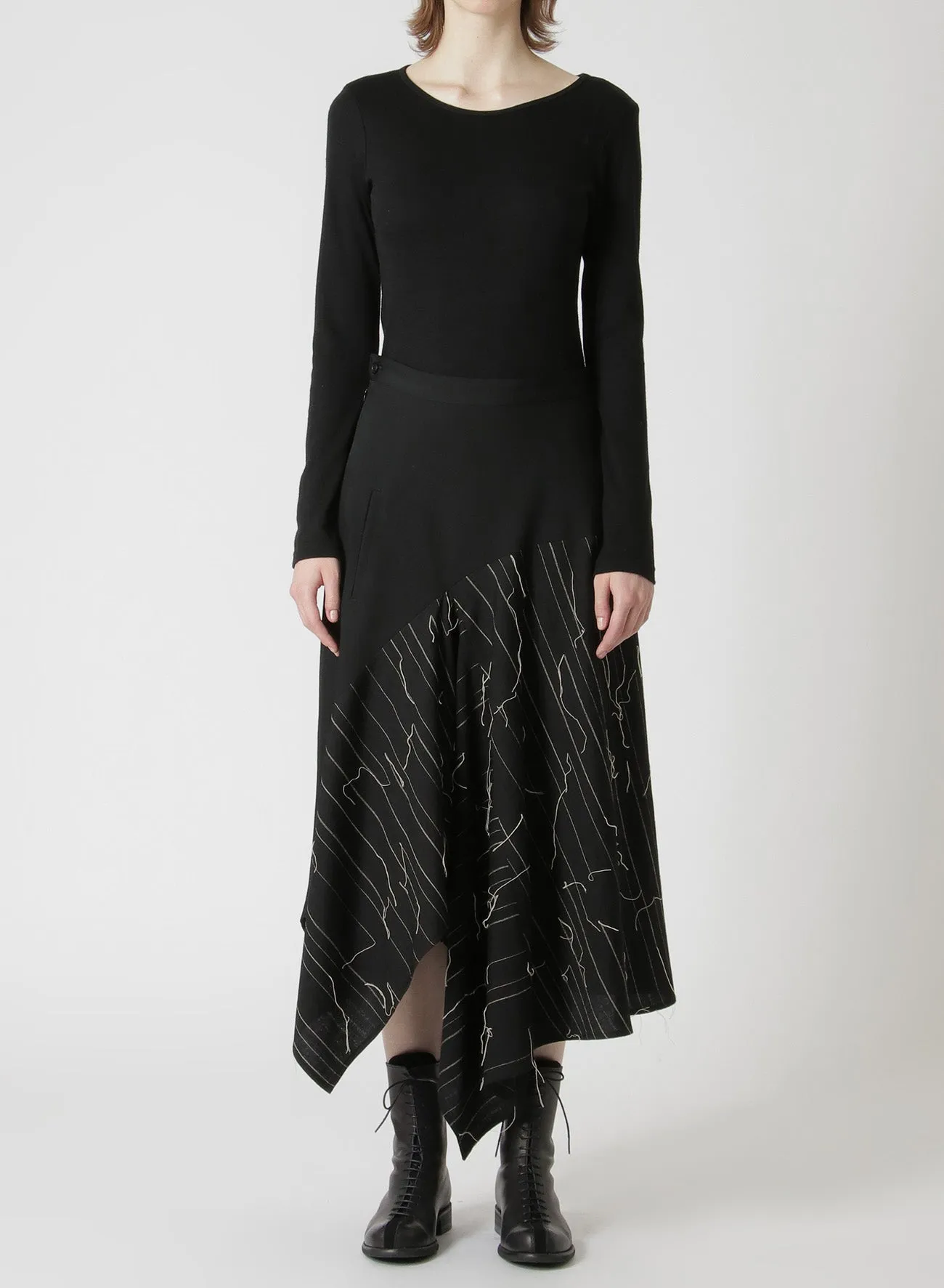 WOOL ASYMMETRIC FLARED SKIRT